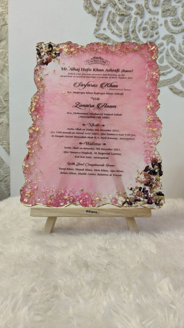 Resin Wedding Invite Floral Themed - ( Agate Borders ) - Image 2