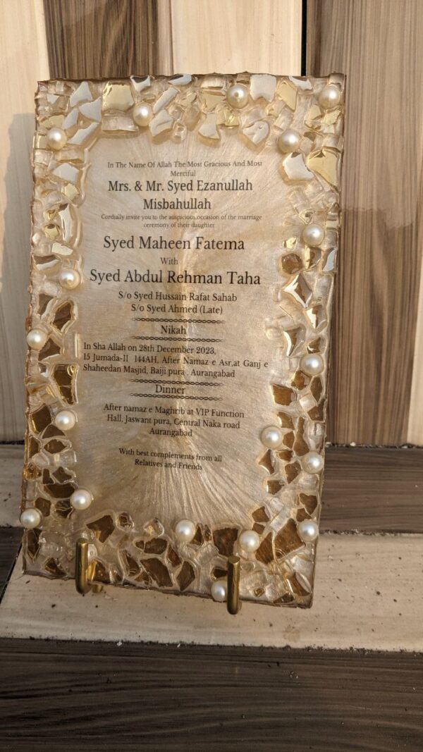 Resin Wedding Invite ( Straight Borders )  RECTANGULAR  SIZE - 11×7 - Image 2