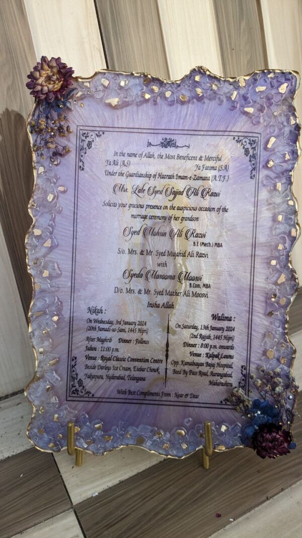 Resin Wedding Invite Floral Themed - ( Agate Borders ) - Image 3