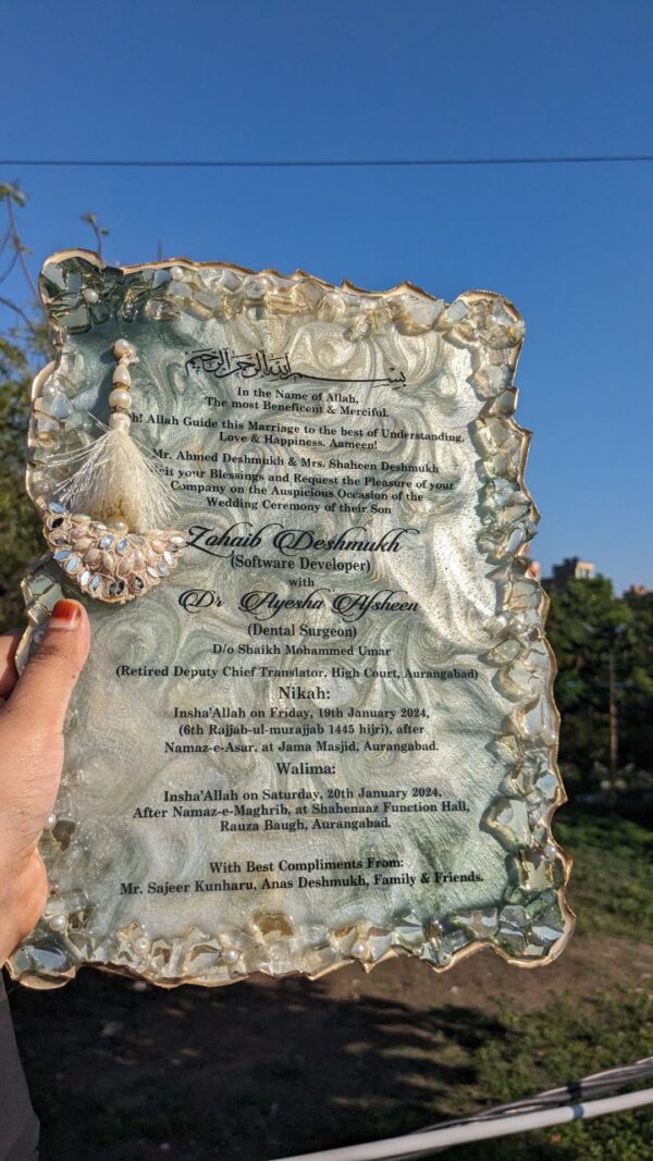 Resin Wedding Invite Non Floral Themed - ( Agate Borders ) - Image 2