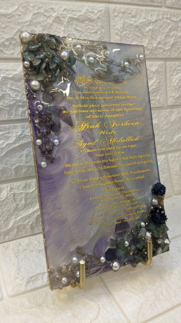 Resin Wedding Invite ( Straight Borders )  RECTANGULAR  SIZE - 11×7 - Image 4