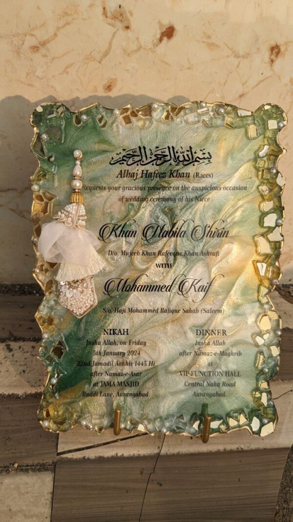 Resin Wedding Invite Non Floral Themed - ( Agate Borders ) - Image 3