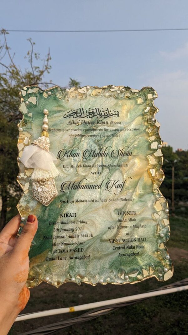 Resin Wedding Invite Non Floral Themed - ( Agate Borders ) - Image 4
