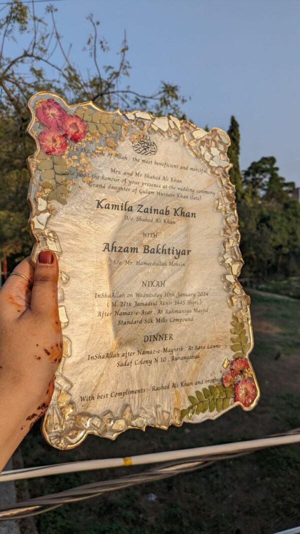 Resin Wedding Invite Floral Themed - ( Agate Borders ) - Image 5