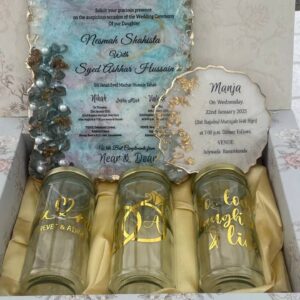 Premium Wedding Box Resin Invitation ( With Jars )