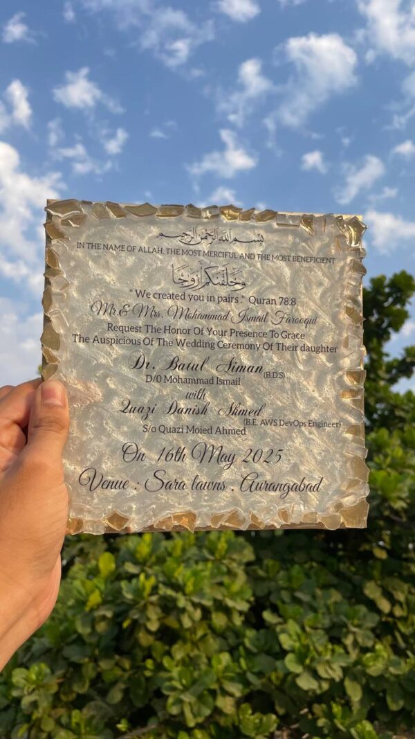 Resin Wedding Invite ( Straight Borders ) SQUARE SIZE - 8×8 INCHES - Image 3