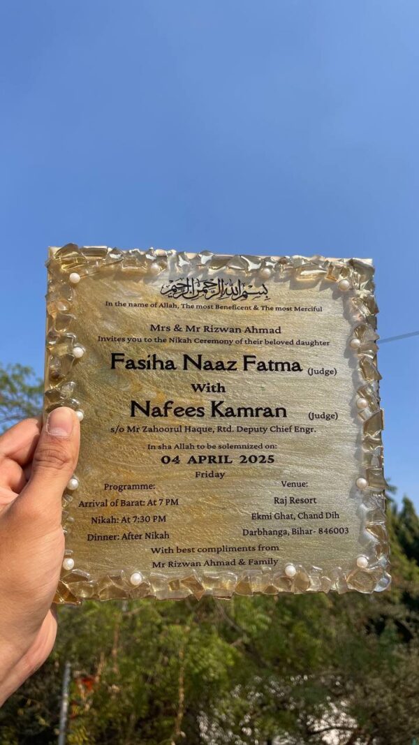 Resin Wedding Invite ( Straight Borders ) SQUARE SIZE - 8×8 INCHES - Image 2