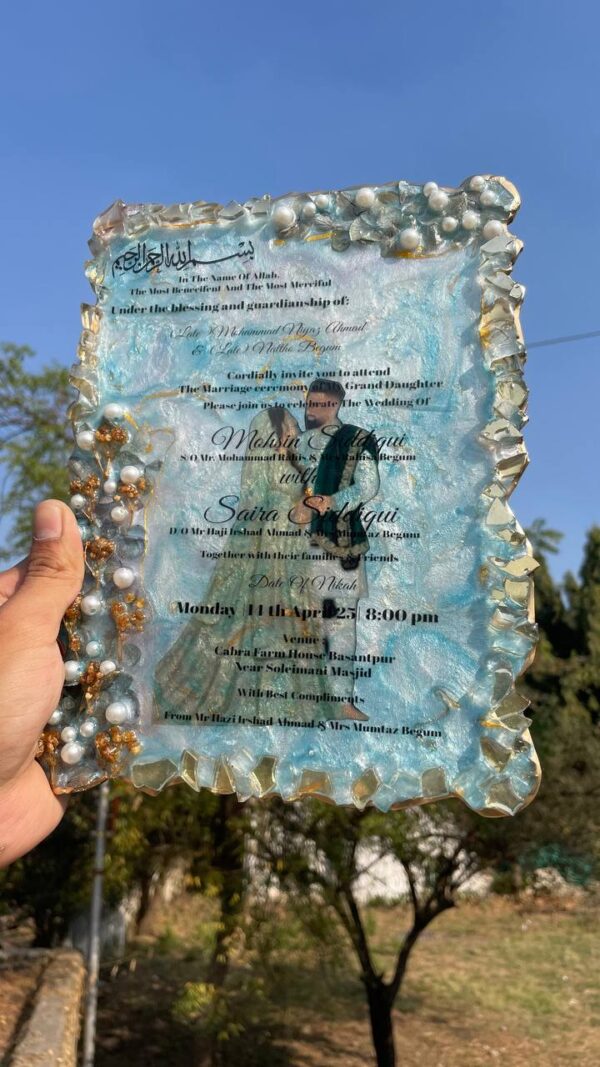 Resin Wedding Invite Floral Themed - ( Agate Borders ) - Image 7