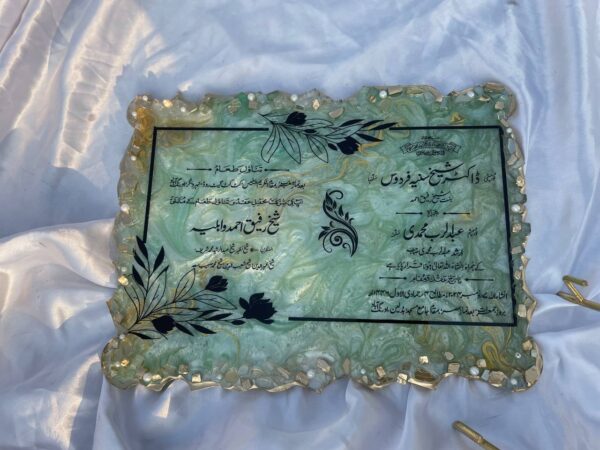Resin Wedding Invite Non Floral Themed - ( Agate Borders ) - Image 5