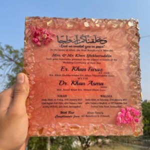 Resin Wedding Invite ( Straight Borders ) SQUARE SIZE - 8×8 INCHES